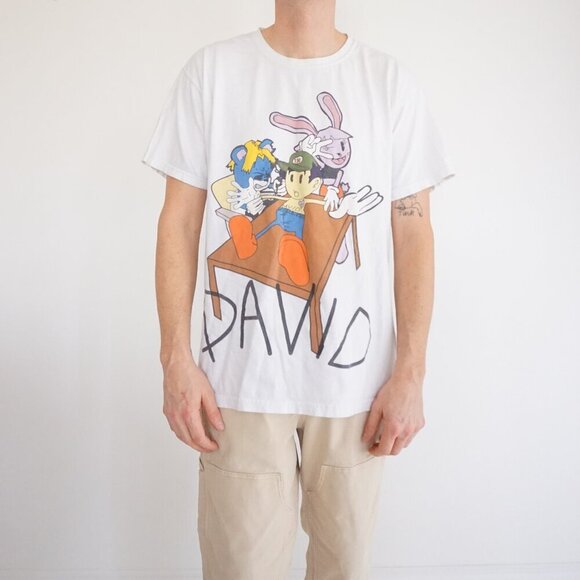 David X Bunny + Clyde Front Hit Streetwear White Cotton Short Sleeve T-Shirt L - Picture 1 of 9